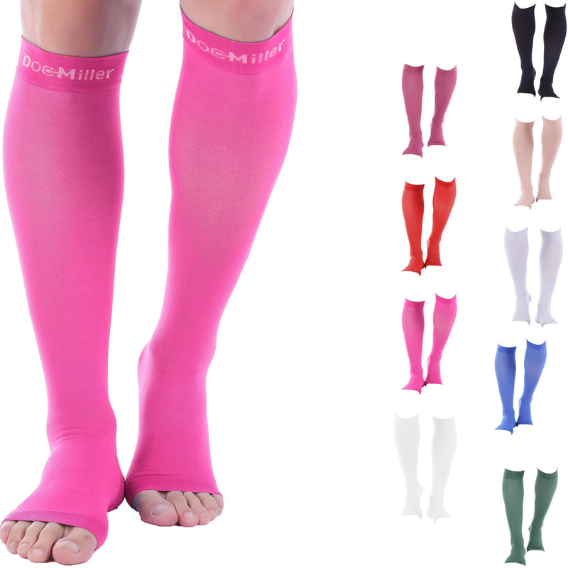 [Australia] - Doc Miller Open Toe Compression Socks 1 Pair 15-20 mmHg Firm Support Pink Large 