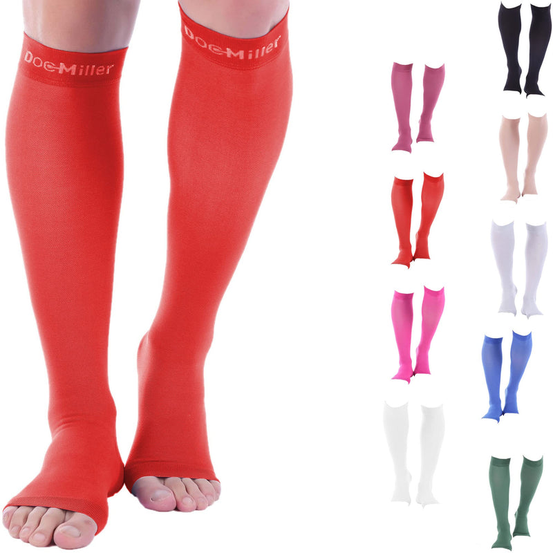 [Australia] - Doc Miller Open Toe Compression Socks 1 Pair 15-20 mmHg Firm Support Red Medium 