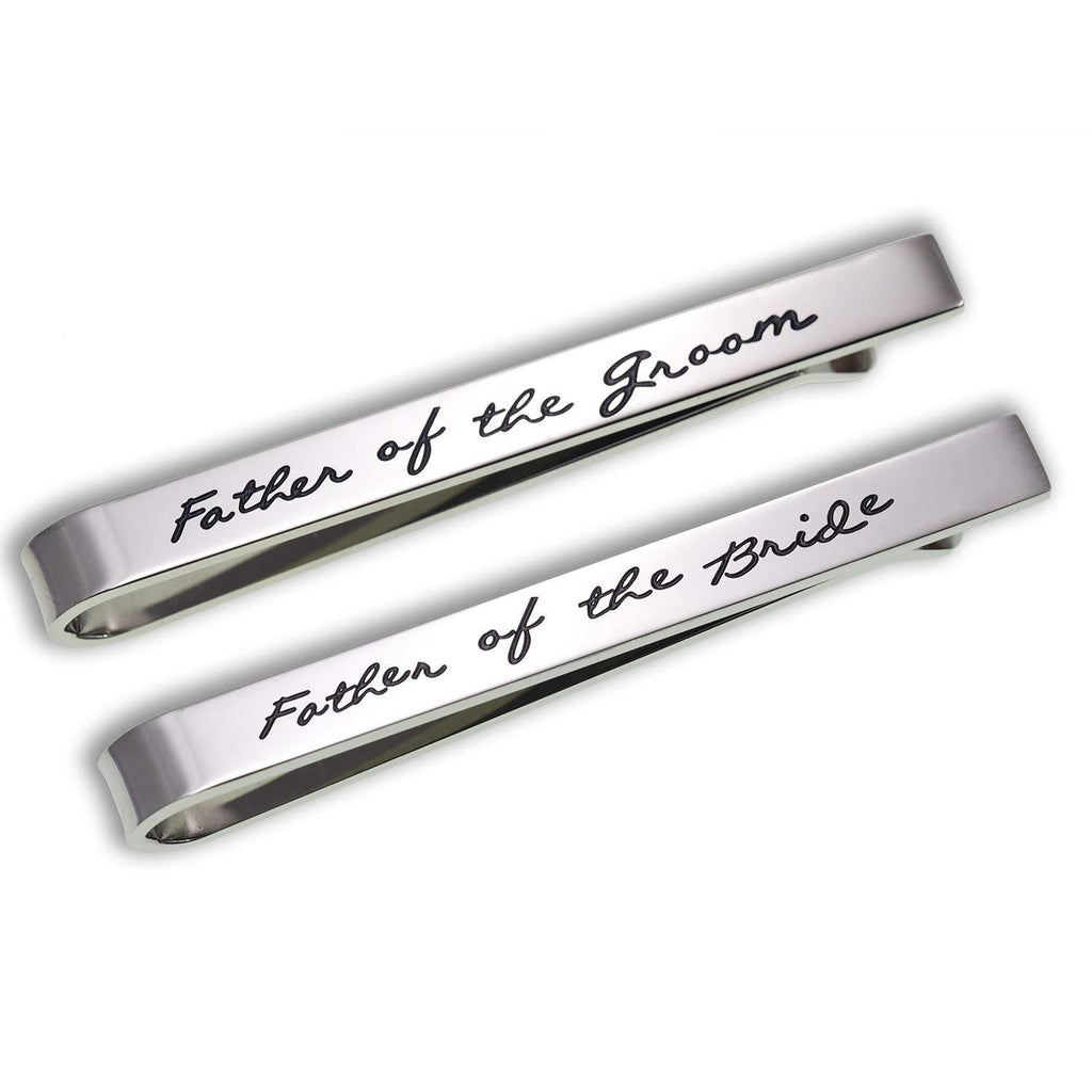 [Australia] - Melix Home Father of The Groom Father of The Bride Gifts Tie Clip Wedding Tie Clip Set Stainless Steel Tie Bar Wedding Party Day Present for Man Set of 2 White 