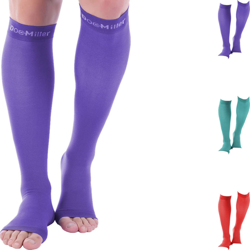 [Australia] - Doc Miller Toeless Compression Socks Women Men - 1 Pair 20-30mmHg, Recovery from Shin Splints, Joints Inflammation 3x-Large Tall Violet 