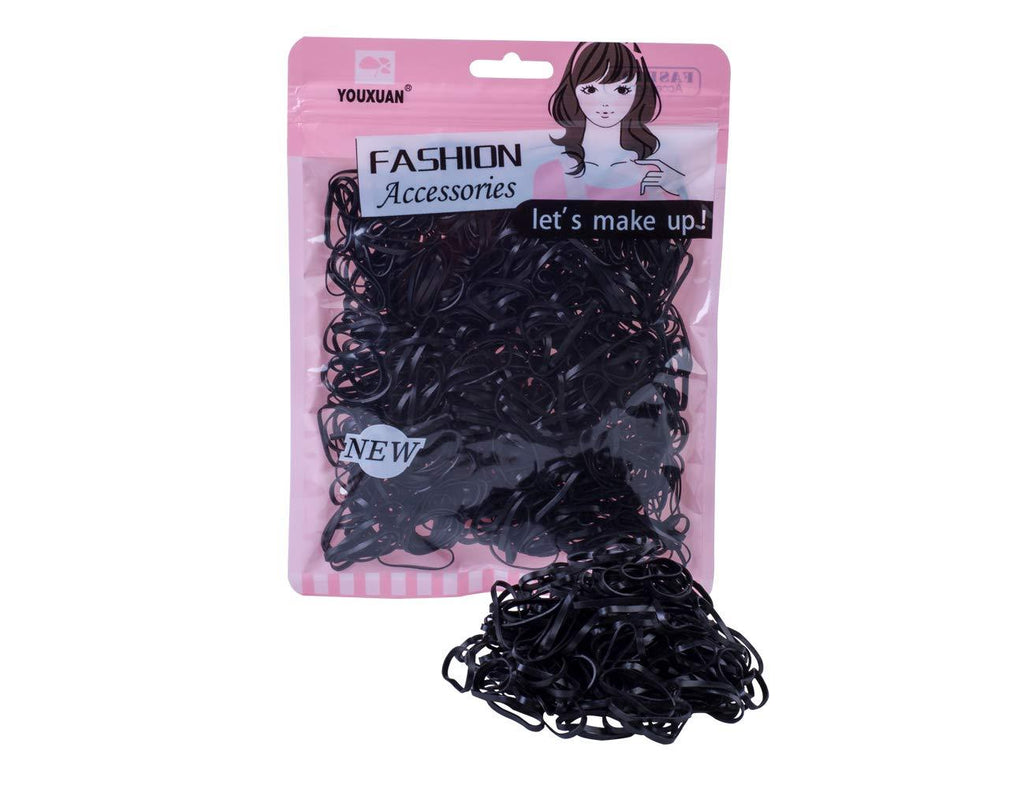 [Australia] - Youxuan 600-Pack Elastic Hair Ties Non-slip Rubber Hair Bands for Girls, Black Large (600 Count) 
