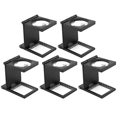 [Australia] - 10X 28mm Mini Three-Folding 10X Magnifier,Zinc Alloy Magnifier Magnifying Glass with Scale,for Textile Optical Jewelry Tool (5Pcs) 