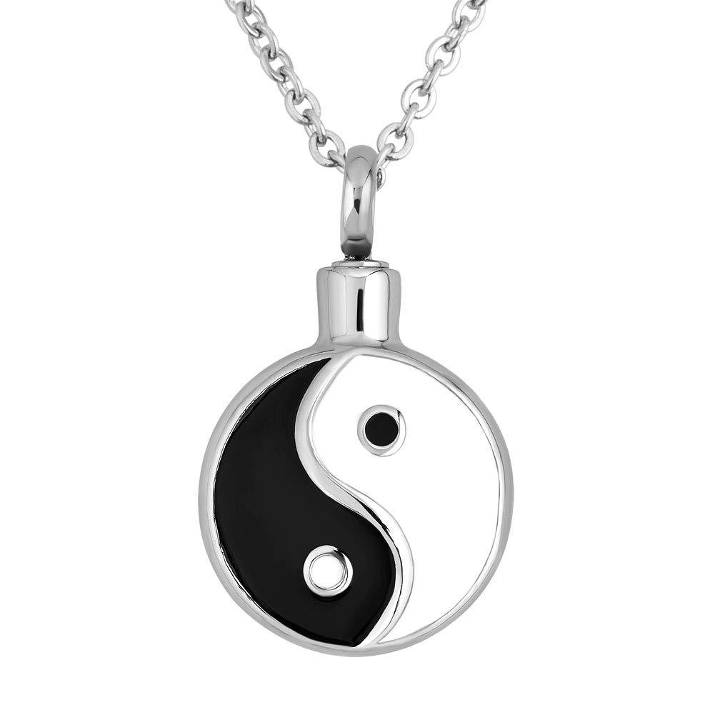 [Australia] - Sug Jasmin Tai Chi Yin Yang Cremation Urn Necklace for Ahses Holder Pendant Memorial Jewelry with Fill Kit 