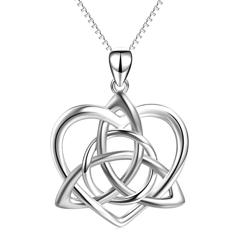 [Australia] - Celtic Love Knot Necklace Jewelry Sterling Silver Good Luck Vintage Triquetra Irish Celtic Love Heart Pendant Necklace for Women Girls B silver celtic knot necklace 