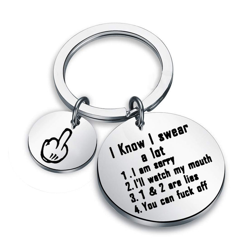 [Australia] - ENSIANTH Funny Sarcastic Gift I Know I Swear A lot I Am Very Sorry I'll Try to Be Good Keychain Rude Gift Best Friend Birthday Gift 