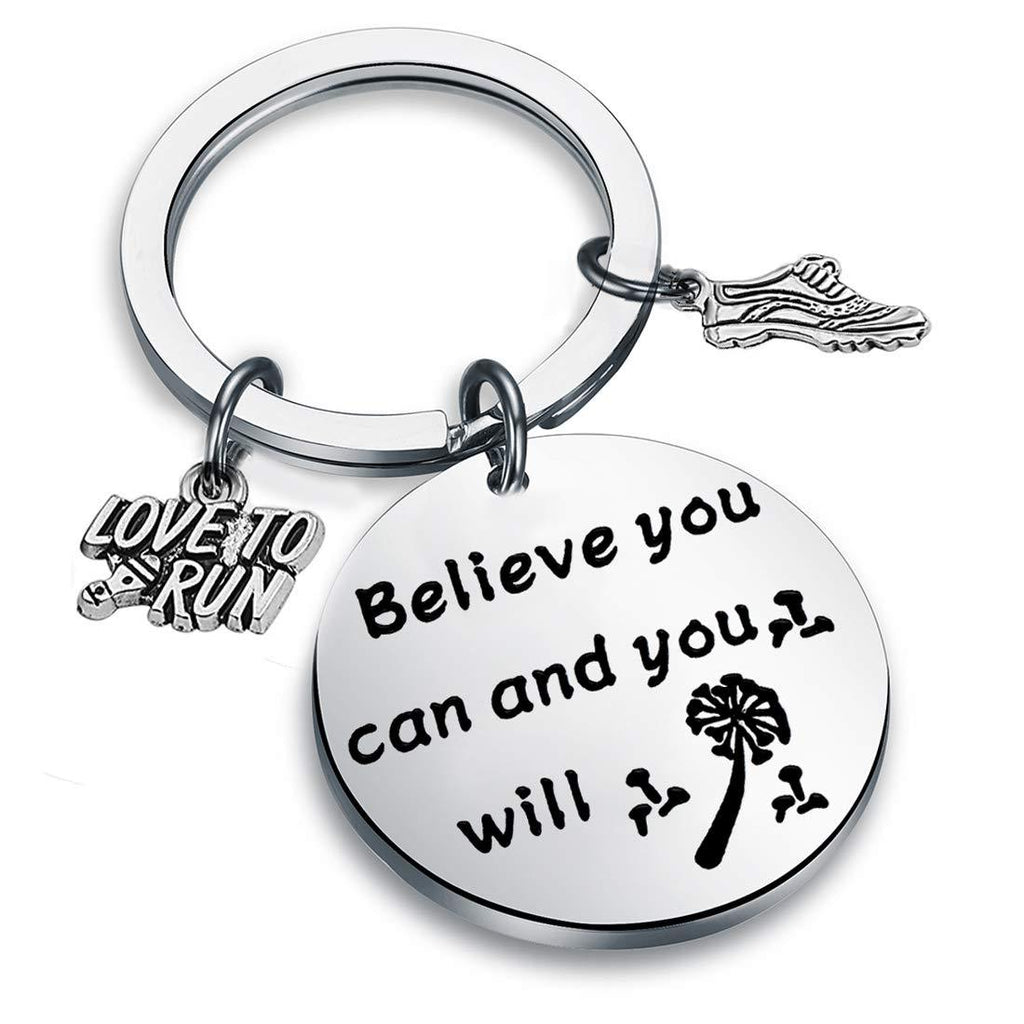 [Australia] - FUSTMW Running Gift Runner Keychain Cross Country Track Marathon Jewelry Gifts Believe You Can and You Will silver 