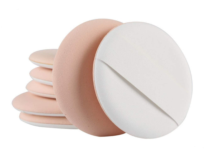 [Australia] - 7Pcs Skin Color 5.5cm/2.2inch Round Shaped Wet and Dry Dual-Use Sponge Air Cushion Foundation Puff with Clear Box Cosmetic Makeup Loose Powder Applicator BB Cream Flutter Painter Blender for Makeup 