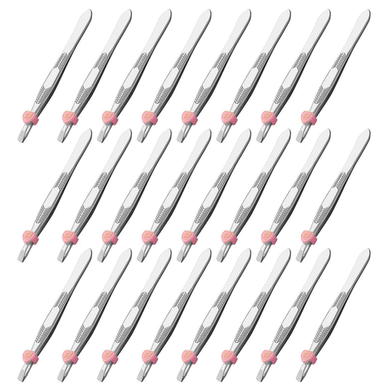 [Australia] - Sansheng 24 pieces/stainless steel tweezers, oblique eyebrow tweezers metal eyebrow tweezers clipper, oblique tip for eyebrow shaping and facial hair removal. Best tool for men and women (silver) 24pcs 