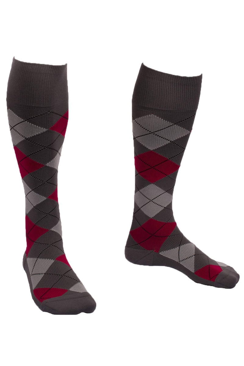 [Australia] - EvoNation Men & Women Knee High 15-20 mmHg Graduated Compression Argyle Socks – Moderate Pressure Compression Garment Red X-Large 