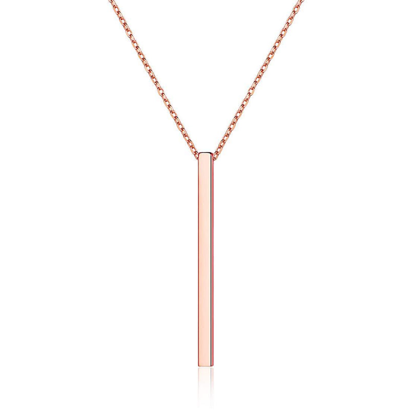 [Australia] - ChicSilver Customizable Vertical Bar Pendant Necklace 925 Sterling Silver Y Necklace Simple Fashion Jewelry Gifts for Women(with Gift Box) C: Rose Gold-2MM 