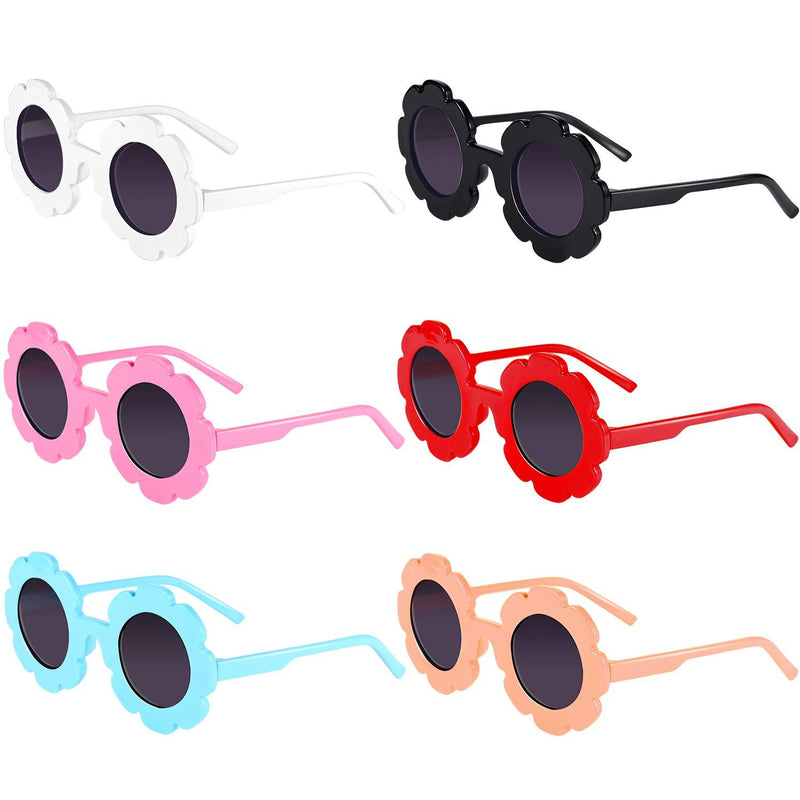 [Australia] - Norme 6 Pairs Kids Sunglasses Round Flower Shape Decorative Glasses for Toddler Boys Girls 