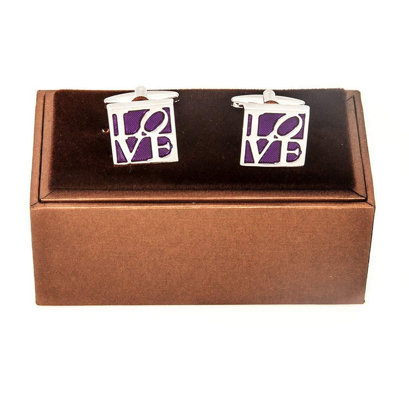 [Australia] - MRCUFF Love Purple Wedding Engagement Valentines Day Pair Cufflinks in a Presentation Gift Box & Polishing Cloth 