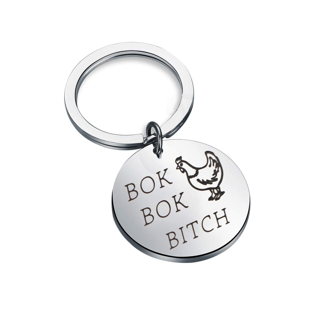 [Australia] - MAOFAED Funny Chicken Gift Chicken Lover Gift Chicken Keychain Crazy Rich Asians Inspired Keychain Gift for Friend kr-bokbokbitch 