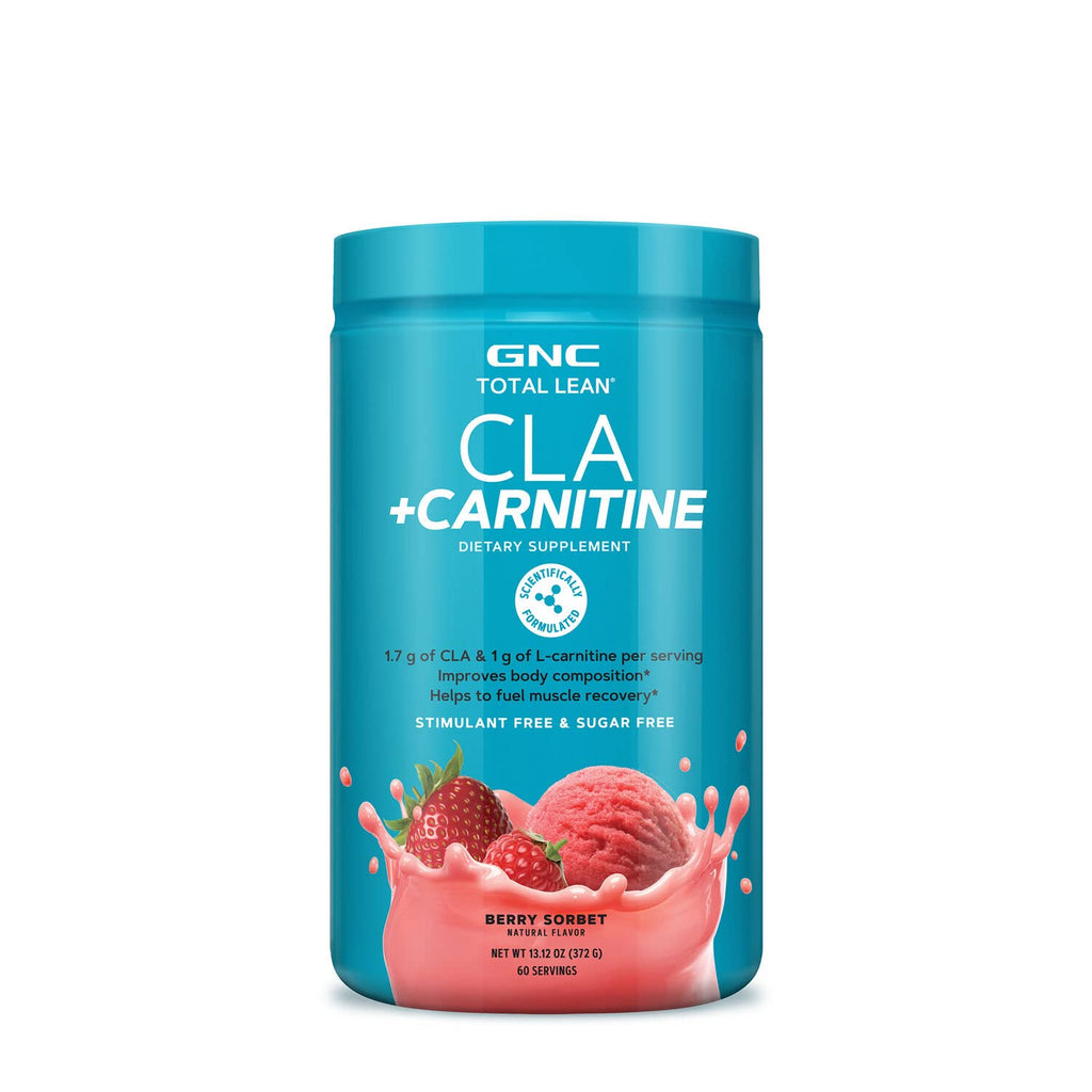 [Australia] - GNC Total Lean CLA + Carnitine | Improves Body Composition and Fuels Muscle Recovery, Stimulant Free and Sugar Free | Berry Sorbet | 60 Servings 