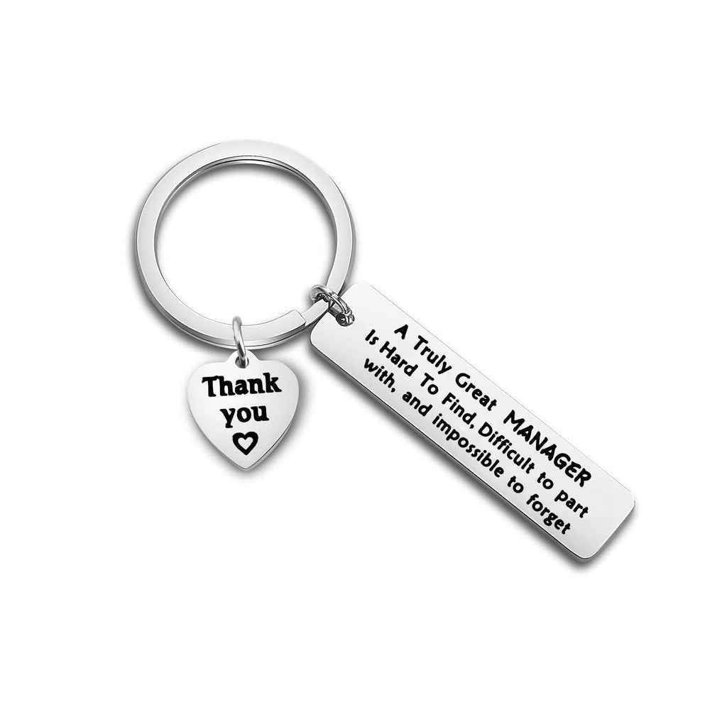 [Australia] - ENSIANTH Manager Gift A Truly Great Manager is Hard to Find Difficult to Part with and Impossible to Forget Keychain Thank You Gift for Management,Leader,Boss 