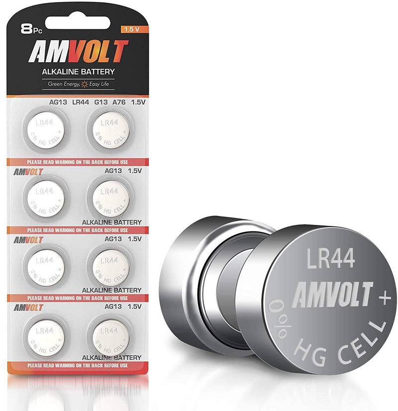 [Australia] - 8 Pack LR44 AG13 A76 Battery - [Ultra Power] Premium Alkaline 1.5 Volt Non Rechargeable Round Button Cell Batteries for Watches Clocks Remotes Games Controllers Toys & Electronic Devices (8 Pack) 