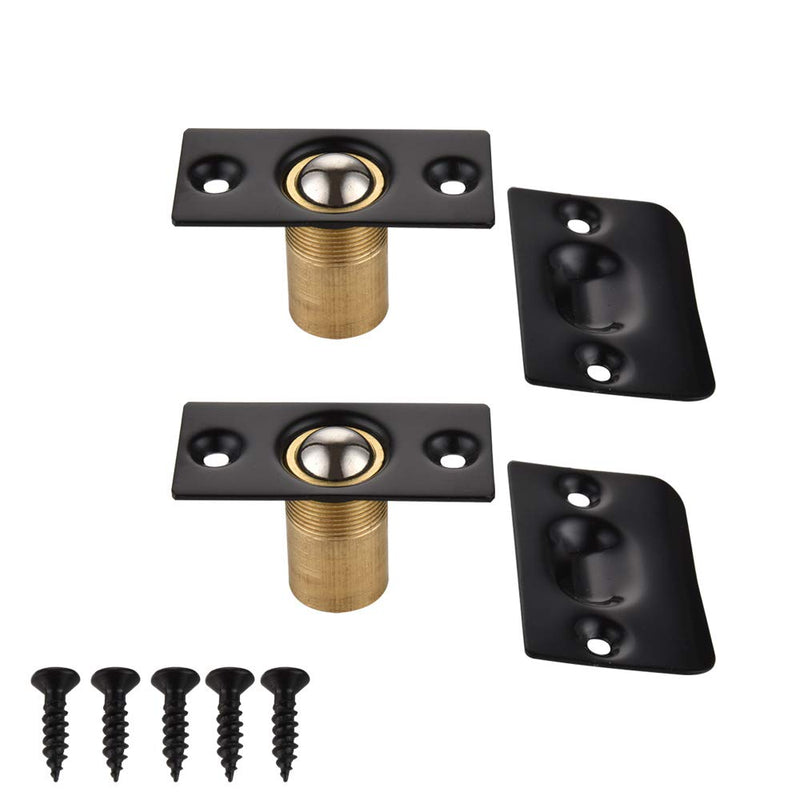 [Australia] - JQK Closet Door Ball Catch Hardware, Stainless Steel Catch Adjustable with Strike Plate, Black Finish 2 Pack, HBC100-BK-P2 