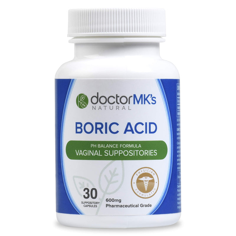 [Australia] - Boric Acid Suppositories (600mg) for Healthy Feminine pH Support. 30 Vaginal Suppository Capsules - by Doctor MK's® Natural 