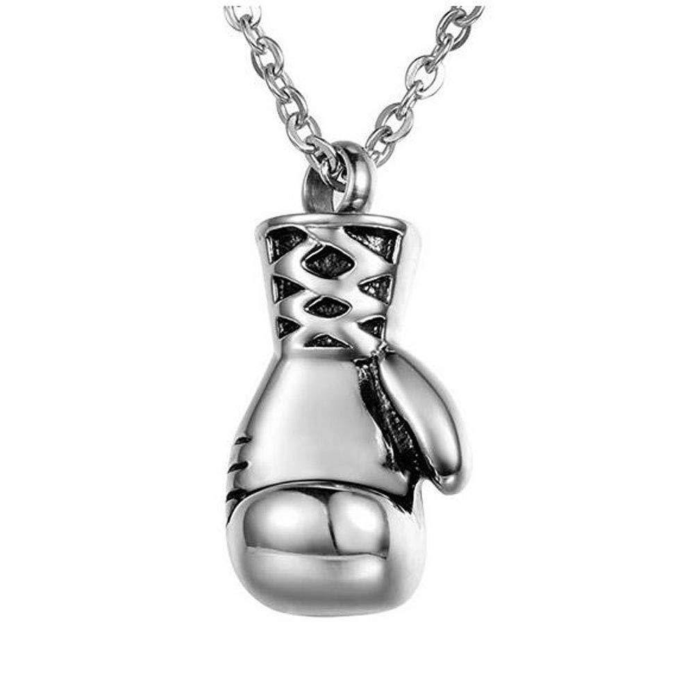 [Australia] - Sug Jasmin Mens Boxing Gloves Urn Necklace for Ashes Cremation Stainless Steel Pendant Memorial Jewelry with Fill Kit 