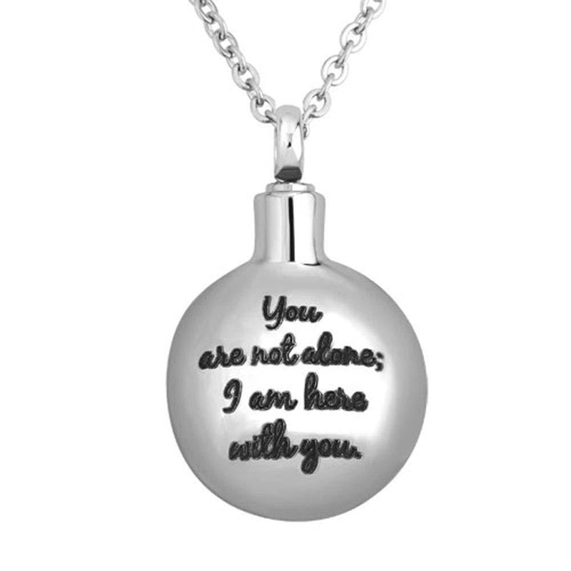 [Australia] - Sug Jasmin Cremation Urn Necklace Ahses Holder Pendant You are Not Alone I Am Here with You Memorial Jewelry with Fill Kit 