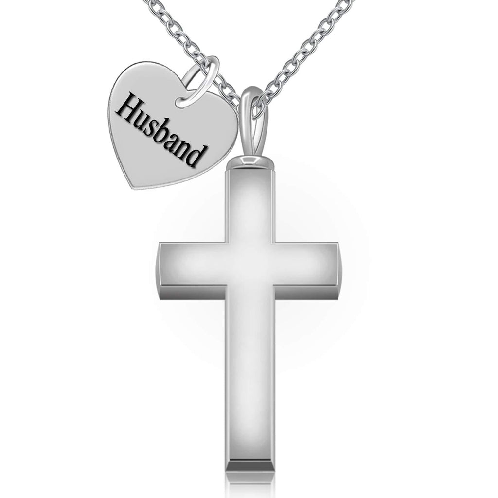 [Australia] - BEILIN 925 Sterling Silver Cremation Jewelry Forever in My Heart Cross Urn Ashes Necklace for Mom Dad Son Daughter Brother Sister Grandpa Grandma Wife Husband 