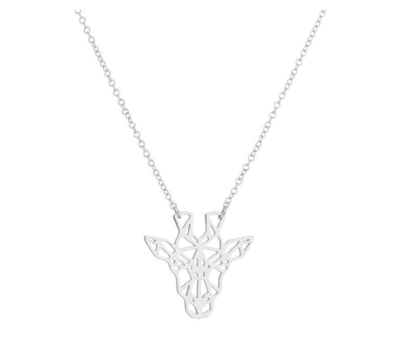 [Australia] - AOJJ Hollow Giraffe Necklace Giraffe Geometric Animal Ornament Minimalist Necklace Minimalist Ornament. silver 