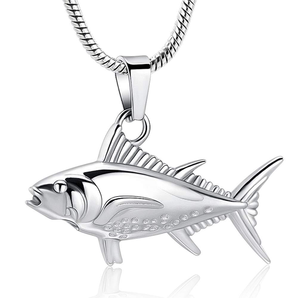 [Australia] - Imrsanl Cremation Jewelry for Ashes Fish Urns Necklace Memorial Keepsake Jewelry Ashes Pendant for Pets/Human Silver 