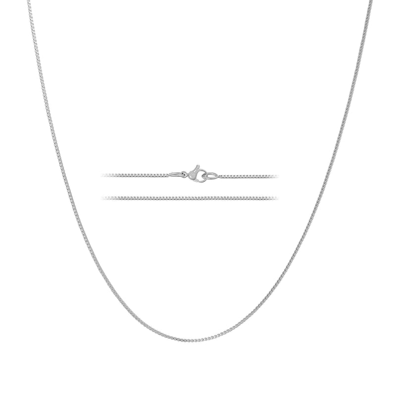 [Australia] - KISPER 24k White Gold Over Stainless Steel 1.2mm Box Chain Necklace, 14-30 inches 14.0 Inches 
