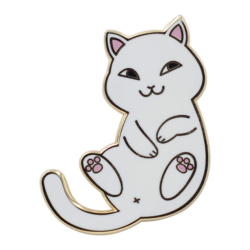 [Australia] - REAL SIC Playful Cat Enamel Pin - Cute & Funny Cat Lapel Pin in Different Colors for Jackets, Backpacks, Tops, Bags & Hats White 