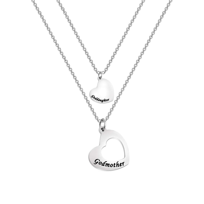 [Australia] - FUSTMW Goddaughter Necklace Godmother In Heart Matching Necklace Set Goddaughter Baptism Gift Religious Jewelry for Godmother 