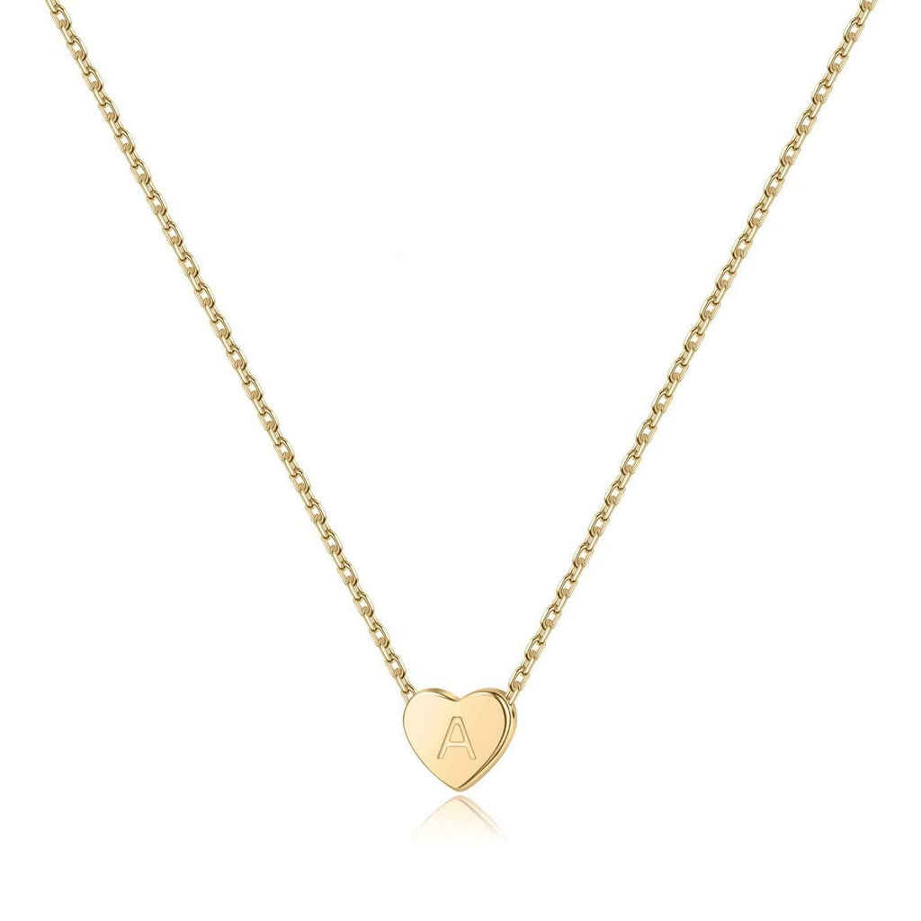 [Australia] - PAERAPAK Letter Initial Necklace for Women - 14K Gold Filled Tiny Heart Pendant Letter Necklace Personalized Initial Heart Charm Necklace for Her Kids Child Necklace Birthday Jewelry Gifts A 