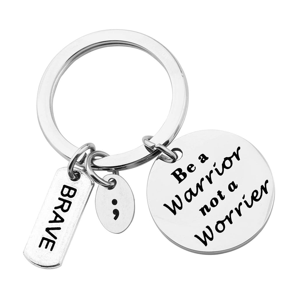 [Australia] - MYOSPARK Be A Warrior Not A Worrier Semicolon Keychain Mental Health Suicide Prevention Depression Awareness Inspirational Gift Warrior Keychain 