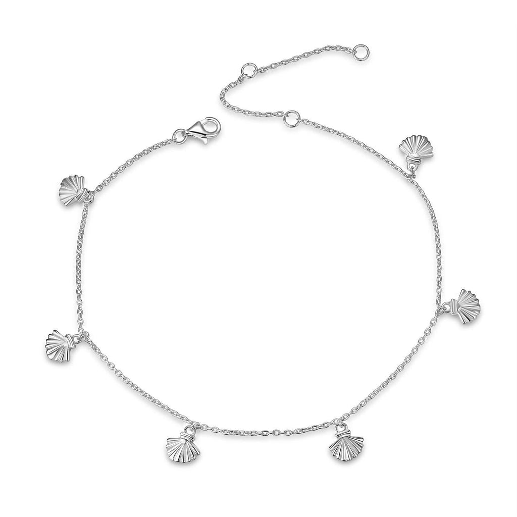 [Australia] - YFN Boho Beach Starfish Seashell Ankle Heart Charm Bracelet Sterling Silver Anklet Chain Bracelet Beach Foot Jewelry for Women Little Girls seashell ankle bracelet 