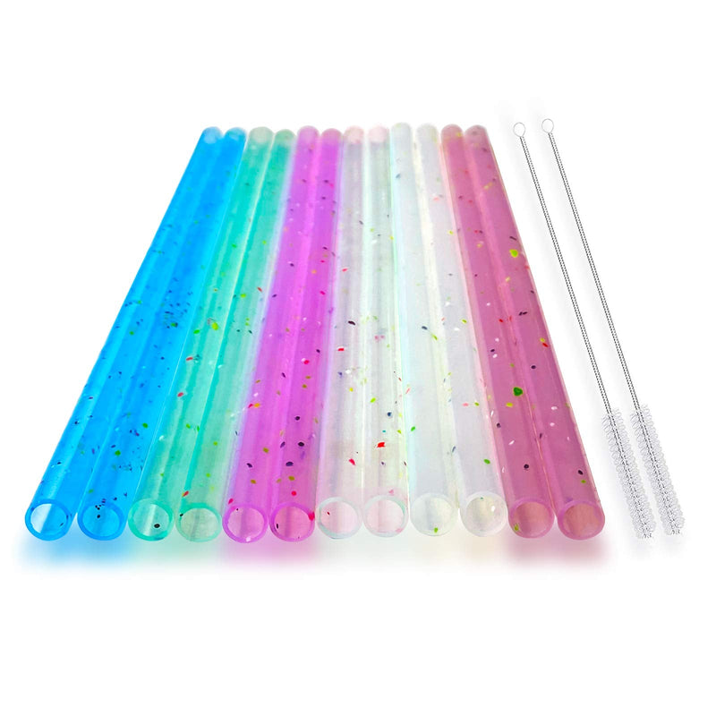 [Australia] - Reusable Silicone Drinking Straws, 12 Pcs Eco Friendly Silicone Straws 2 cleaning Brushes,for 30oz and 20oz Tumblers, Rtic,Yeti, Ozark, (Two-tone Dot, 10 inches) Two-tone Dot 10.0 Inches 