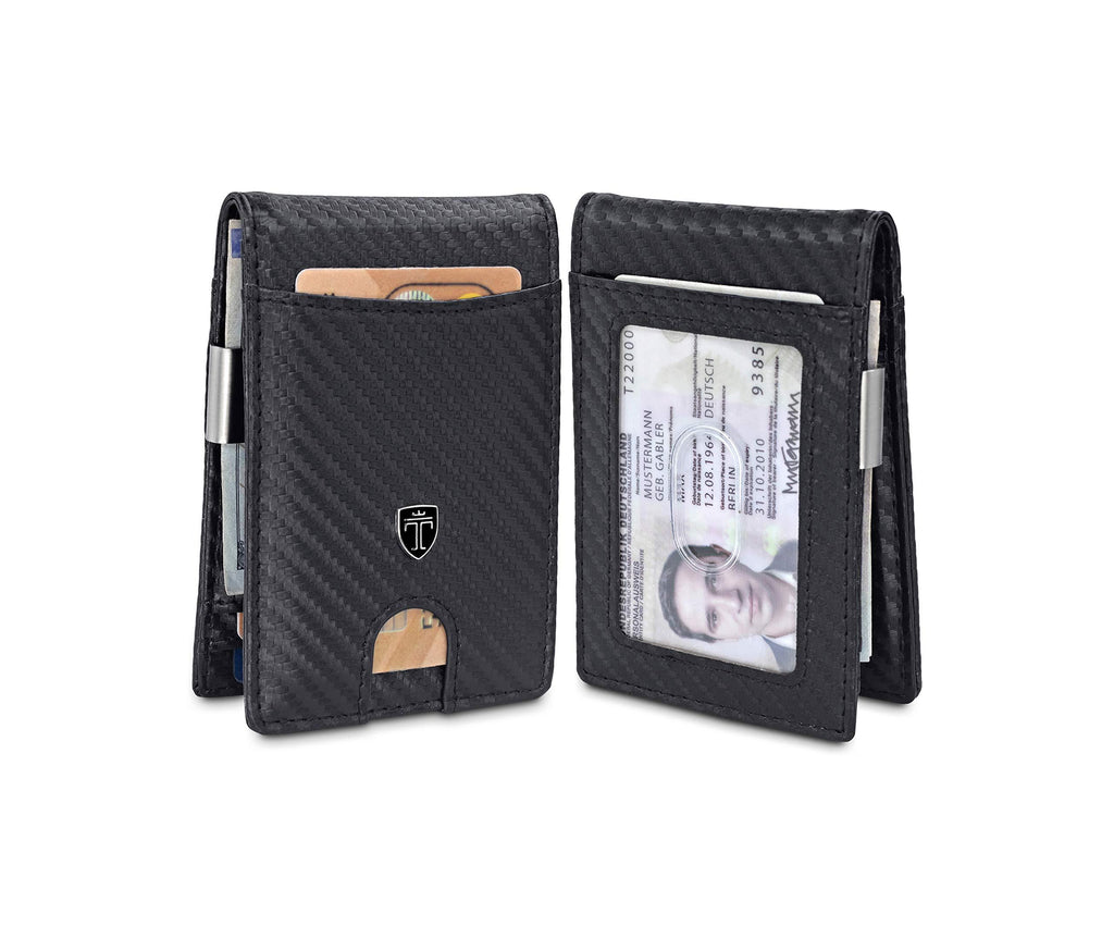 [Australia] - TRAVANDO Money Clip Wallet ATLANTA Mens Front Pocket Slim RFID Blocking - Credit Card Holder - Mini Bifold Carbon Leather 