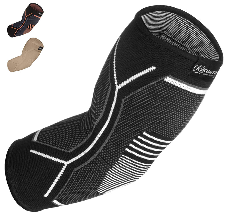 [Australia] - Kunto Fitness Elbow Brace Compression Support Sleeve (Shipped From USA) for Tendonitis, Tennis Elbow, Golf Elbow Treatment - Reduce Joint Pain During Any Activity! Large White-Gray 