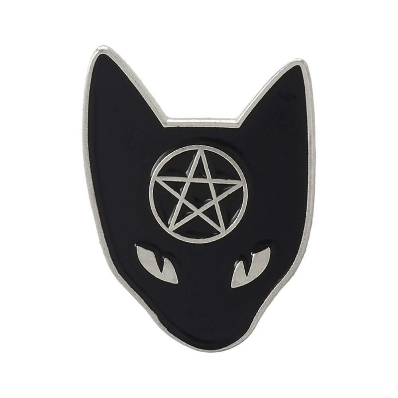 [Australia] - Pentagram Star Black Cat Laple pins Wicca brooches Witch Pentacle Enamel pins Magic Cat Witchcraft Brooch Jewelry Silver 