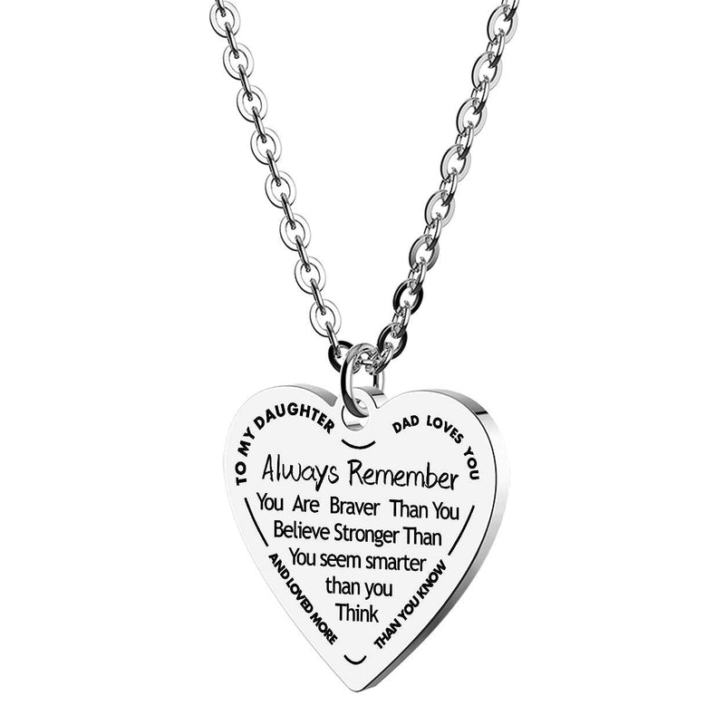 [Australia] - omodofo to My Daughter & Son You are Braver Than You Believe Necklace Heart Pendant Inspirational Gifts for Daugher Son Kids Dad to Daughter 