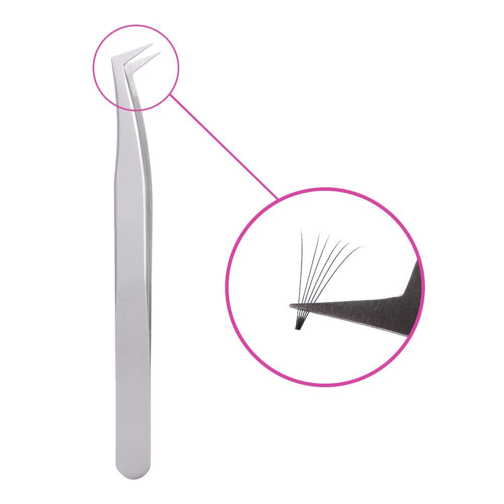 [Australia] - Volume Tweezers 3d 6d Made Fans Eyelash Extensions Tweezer for Easy Fan Volume Lashes Curved Point Stainless Steel Precision Anti Static Lash Extension Tweezers Leather Pack 