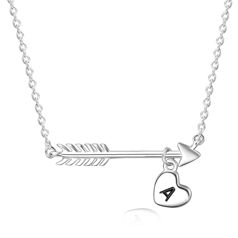 [Australia] - YFN Initial A Heart Necklace Sterling Silver Cupid Arrow Choker Necklace, Capital Letter Heart Choker Necklace Graduation Gifts for Her,16+2 
