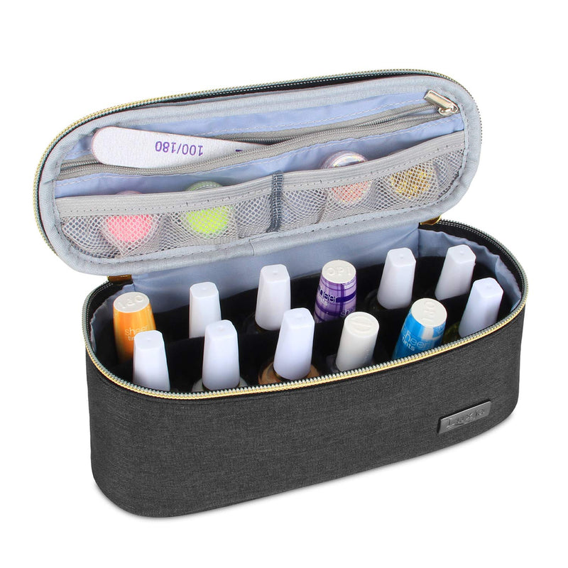 [Australia] - Luxja Nail Polish Organizer - Holds 12 Bottles (15ml - 0.5 fl.oz), Nail Polish Case for Polish and Small Tools, Black 