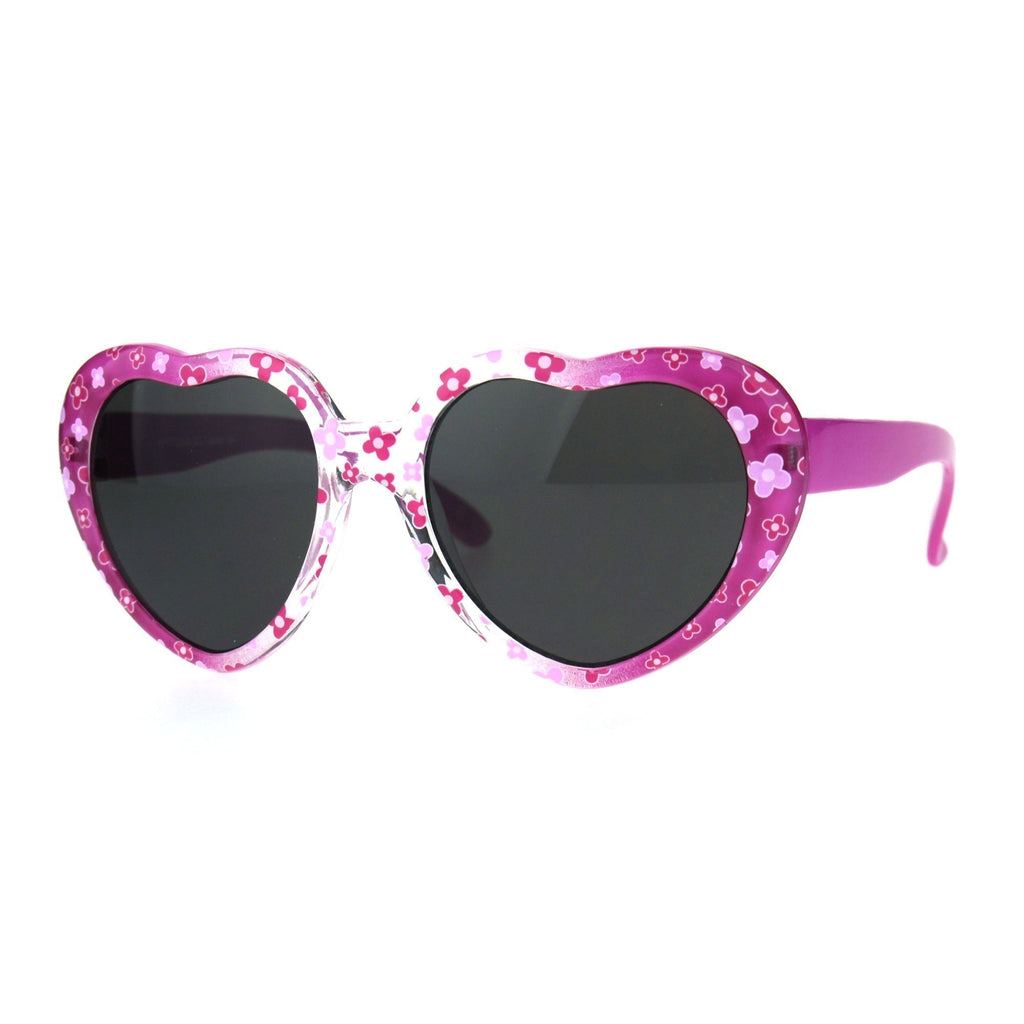 [Australia] - Girls Child Size Heart Shape Cute Plastic Fashion Sunglasses Flower Pink 