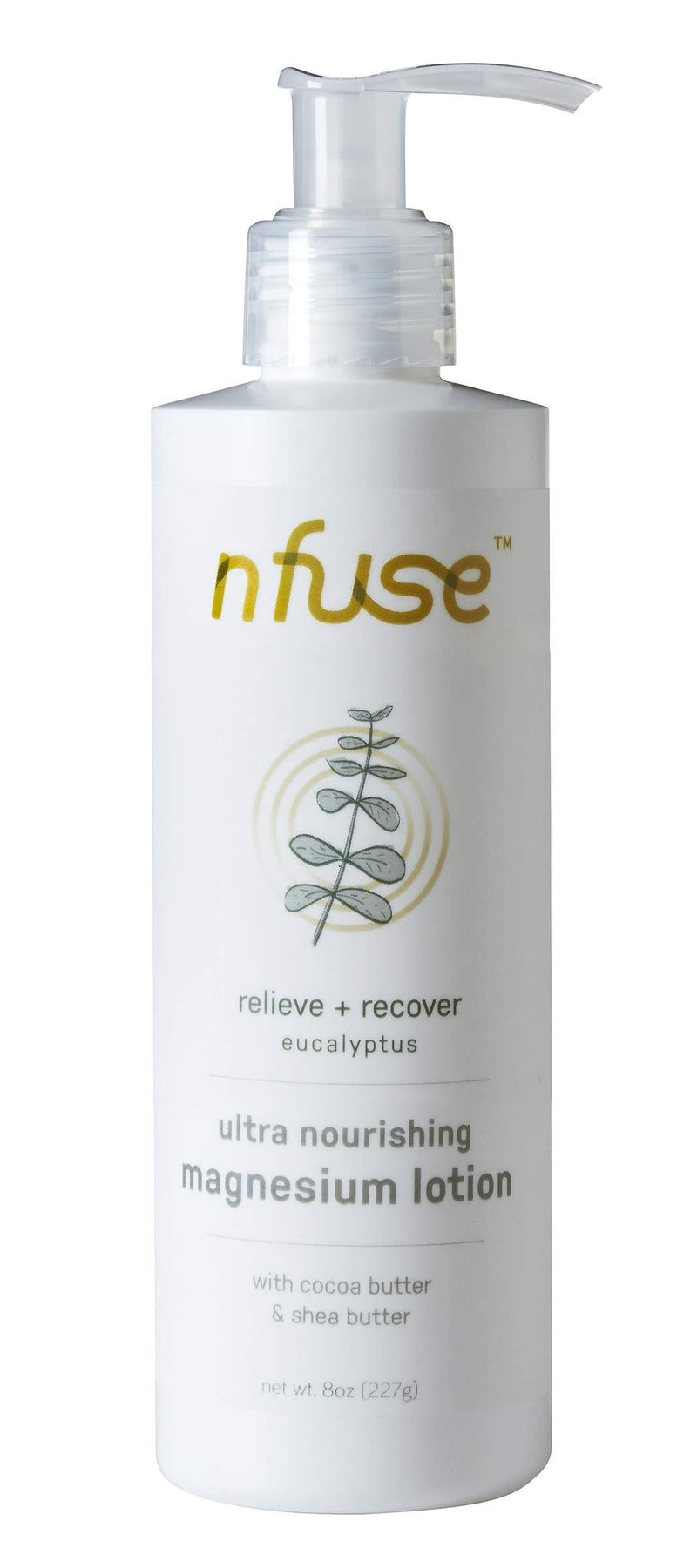 [Australia] - nfuse Magnesium Body Lotion - Mg++ Delivery Technology - Pure Magnesium Chloride U.S.P. - Aromatherapeutic Essential Oils - Eucalyptus: Relieve + Recover - Muscle & Pain Relief - 8 oz 