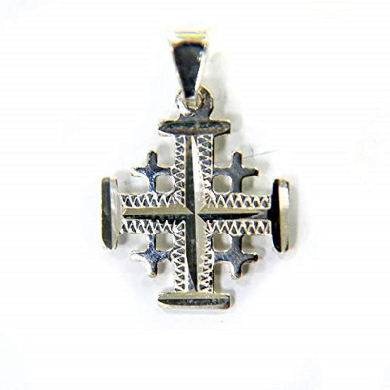 [Australia] - Sterling Silver (925) Jerusalem Crusader's cross Pendant Handcrafted in the Holy Land. Engraved by diamond cutting machine. 