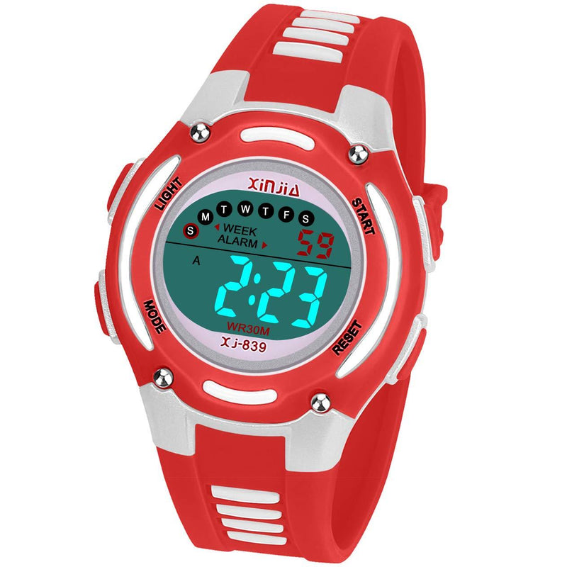 [Australia] - Kids Digital Watch for Girls Boys,Children Watches Waterproof Multi-Functional WristWatches with Alarm/Stopwatch Red 
