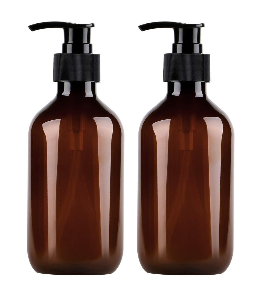 [Australia] - Pump Bottle Dispenser, Yebeauty 10oz/300ml Empty Plastic Refillable Lotion Soap Shampoo Bottles Dispenser Containers with Pump Multipurpose for Cosmetic Kitchen Bathroom, 2-Pack Brown 300ml 