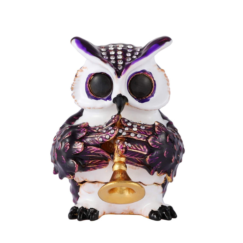 [Australia] - QIFU Owl Series Hand Painted Hinged Jewelry Trinket Box, Unique Gift Home Decor, Best Ornament Your Collection 