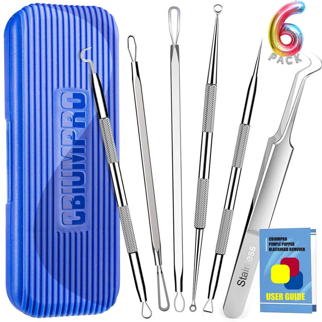 [Australia] - Pimple Popper Tool Kit, 6 Pack Professional Blackhead Remover Kit Risk-free Blackhead Extractor Tools Set for Removing Blackhead, Whitehead, Pimples, Acne on Nose Face Skin - with Carrying Box 