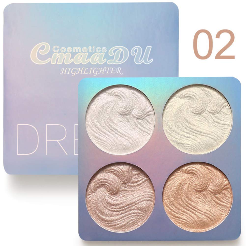 [Australia] - Highlighter Powder Palette, Illuminator Powder Palette Highlighter Baked Waterproof Long Lasting Brilliant Lighten Skin Color Face Contour Powder (A2) A2 