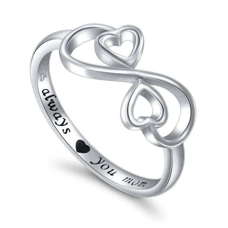[Australia] - Sterling Silver Engraved Always Love You Mom Mother Daughter Forever Ring, Size 5-10 